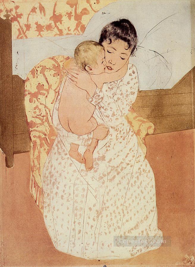 ヌードの子供の母親の子供たち メアリー・カサット油絵
